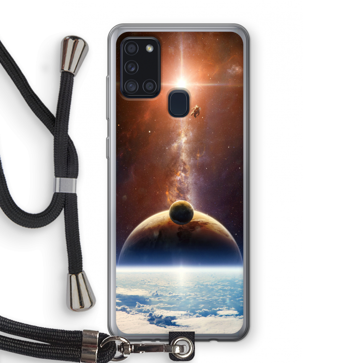 Omicron 2019: Samsung Galaxy A21s Transparant Hoesje met koord