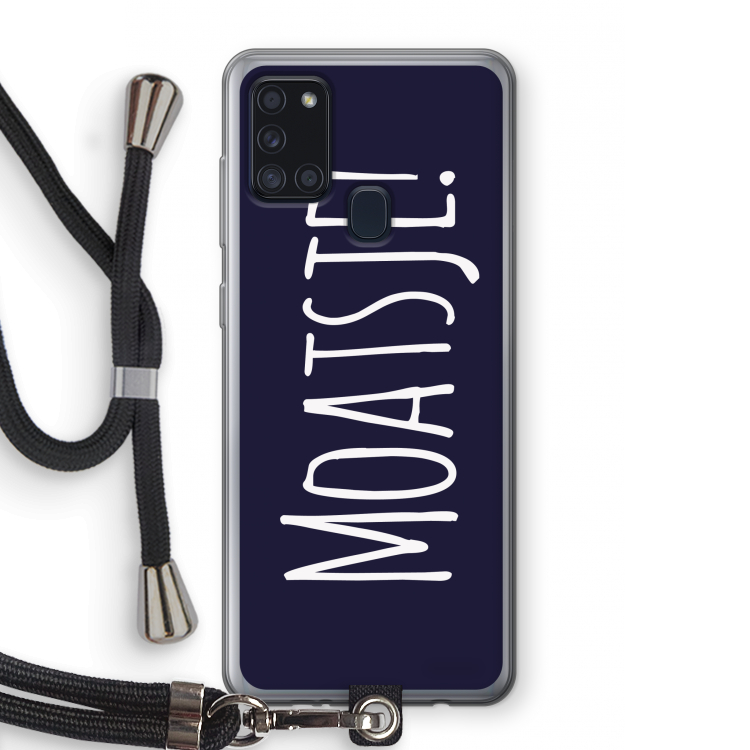 Moatsje!: Samsung Galaxy A21s Transparant Hoesje met koord