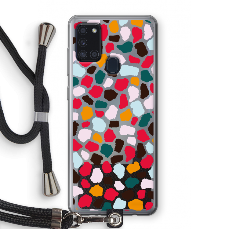 Colored Giraffe: Samsung Galaxy A21s Transparant Hoesje met koord