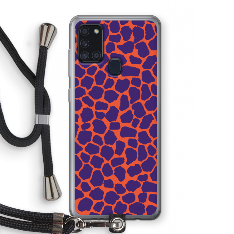 Purple Giraffe: Samsung Galaxy A21s Transparant Hoesje met koord