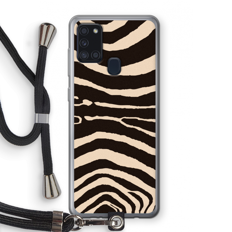 Arizona Zebra: Samsung Galaxy A21s Transparant Hoesje met koord