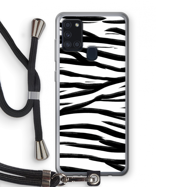 Zebra pattern: Samsung Galaxy A21s Transparant Hoesje met koord