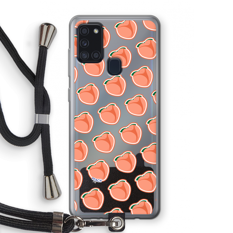 Just peachy: Samsung Galaxy A21s Transparant Hoesje met koord