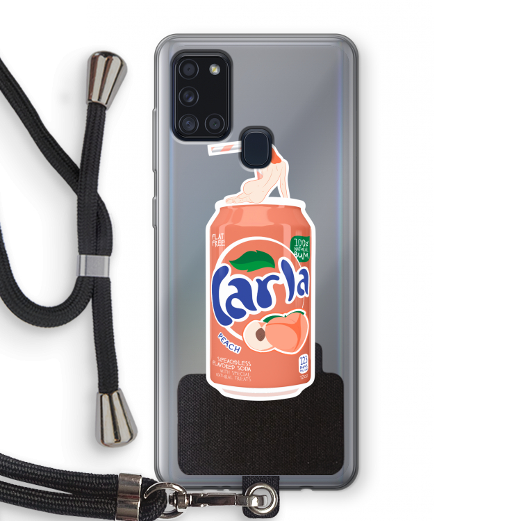 S(peach)less: Samsung Galaxy A21s Transparant Hoesje met koord