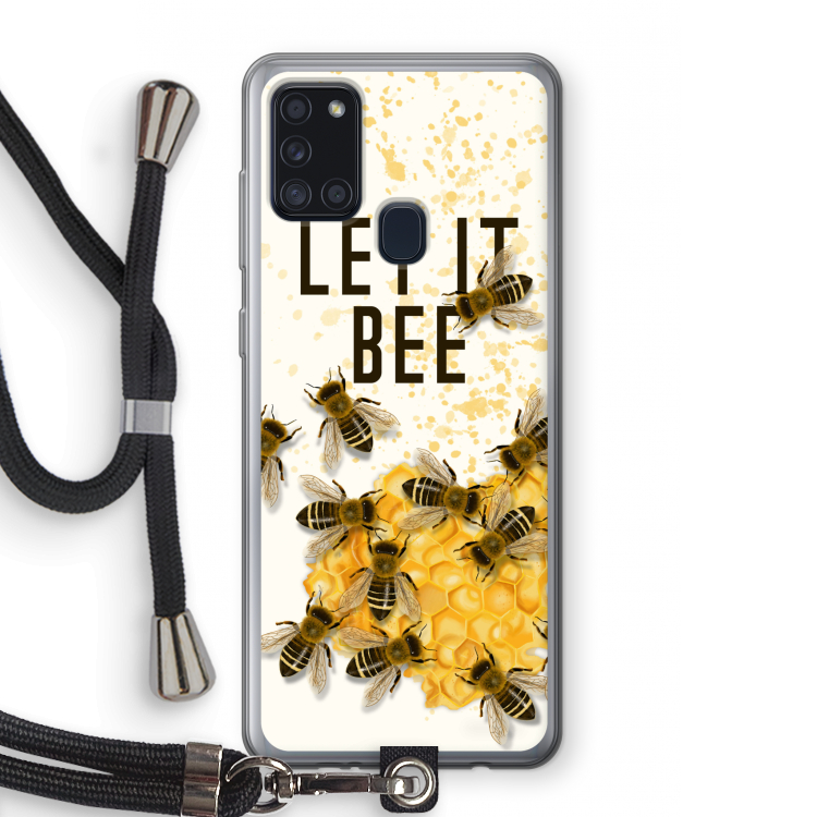 Let it bee: Samsung Galaxy A21s Transparant Hoesje met koord