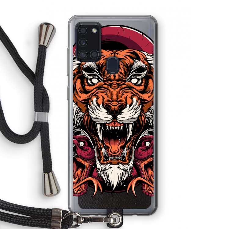 Tiger and Rattlesnakes: Samsung Galaxy A21s Transparant Hoesje met koord