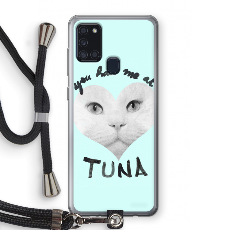 You had me at tuna: Samsung Galaxy A21s Transparant Hoesje met koord