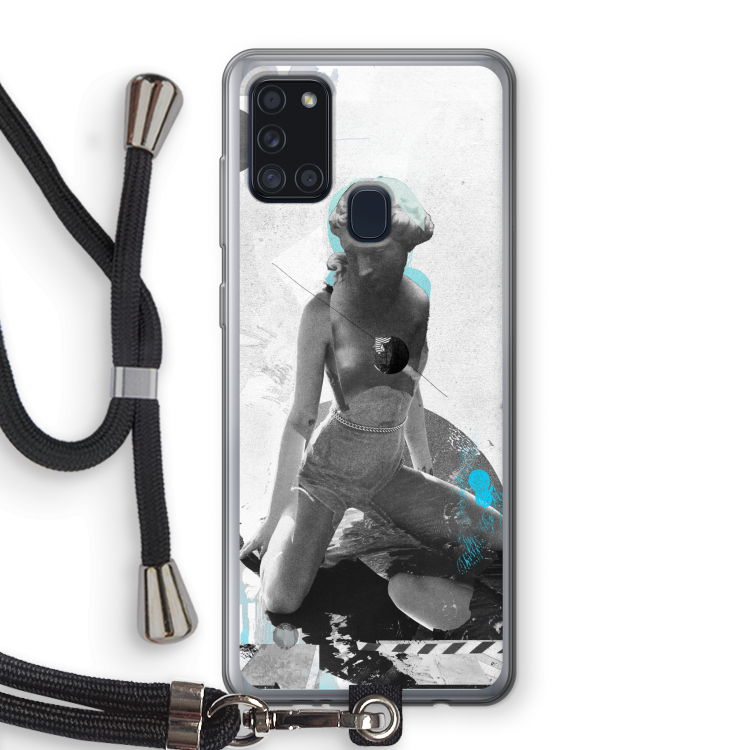 I will not feel a thing: Samsung Galaxy A21s Transparant Hoesje met koord
