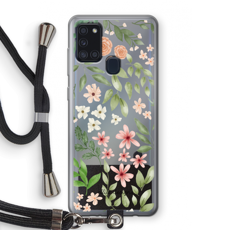 Botanical sweet flower heaven: Samsung Galaxy A21s Transparant Hoesje met koord