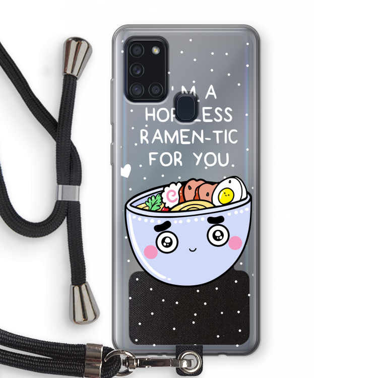 I'm A Hopeless Ramen-Tic For You: Samsung Galaxy A21s Transparant Hoesje met koord