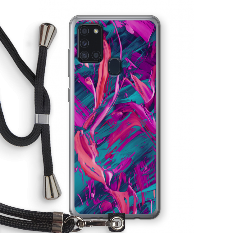 Pink Clouds: Samsung Galaxy A21s Transparant Hoesje met koord
