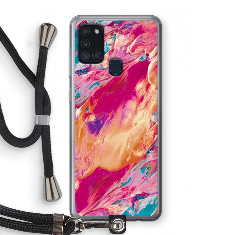 Pastel Echoes: Samsung Galaxy A21s Transparant Hoesje met koord
