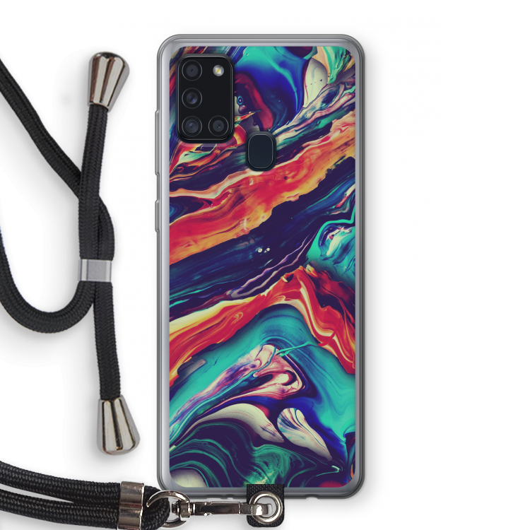 Chameleon Sun: Samsung Galaxy A21s Transparant Hoesje met koord