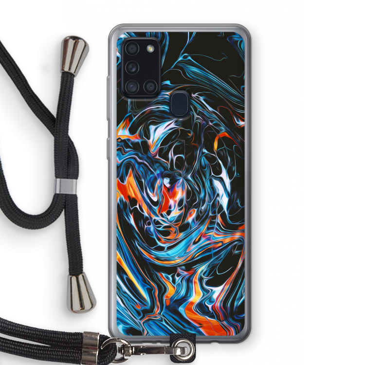 Black Unicorn: Samsung Galaxy A21s Transparant Hoesje met koord