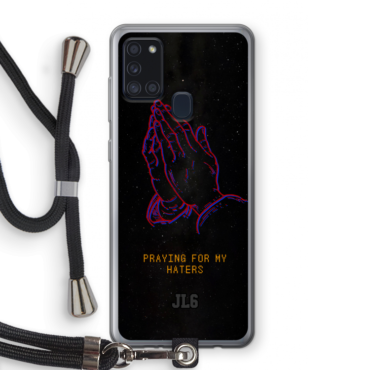 Praying For My Haters: Samsung Galaxy A21s Transparant Hoesje met koord