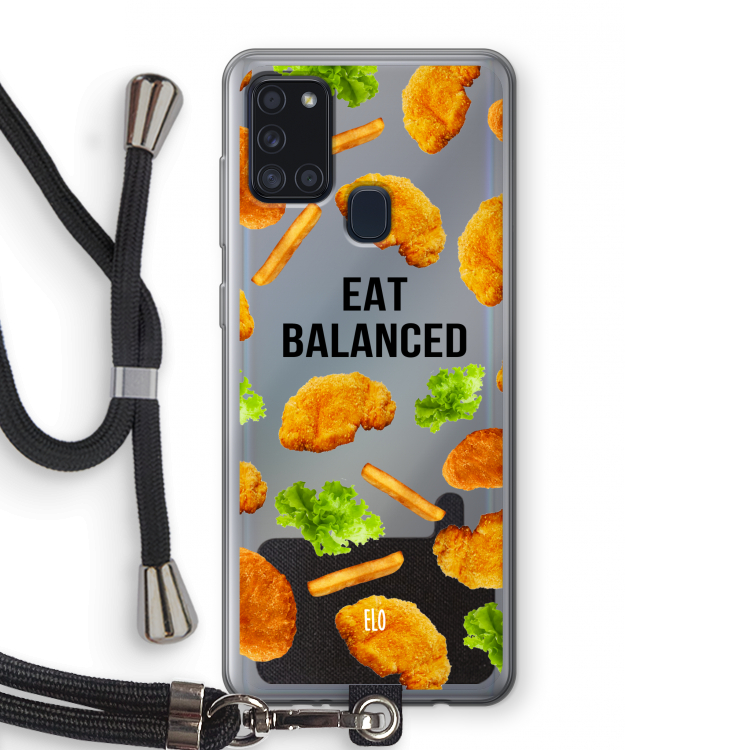 Eat Balanced: Samsung Galaxy A21s Transparant Hoesje met koord