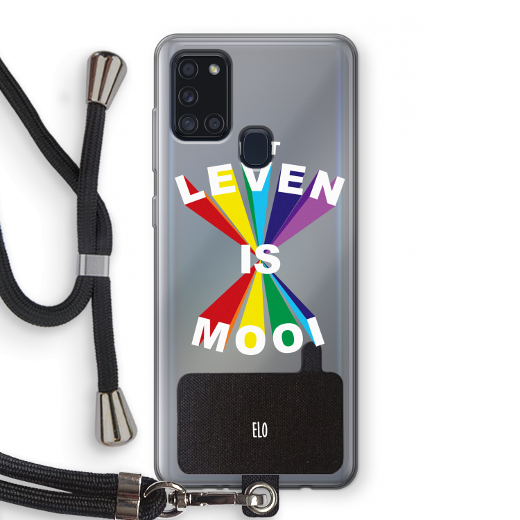 Het Leven Is Mooi: Samsung Galaxy A21s Transparant Hoesje met koord