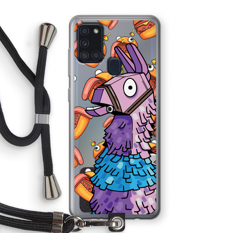 Loot Burger: Samsung Galaxy A21s Transparant Hoesje met koord