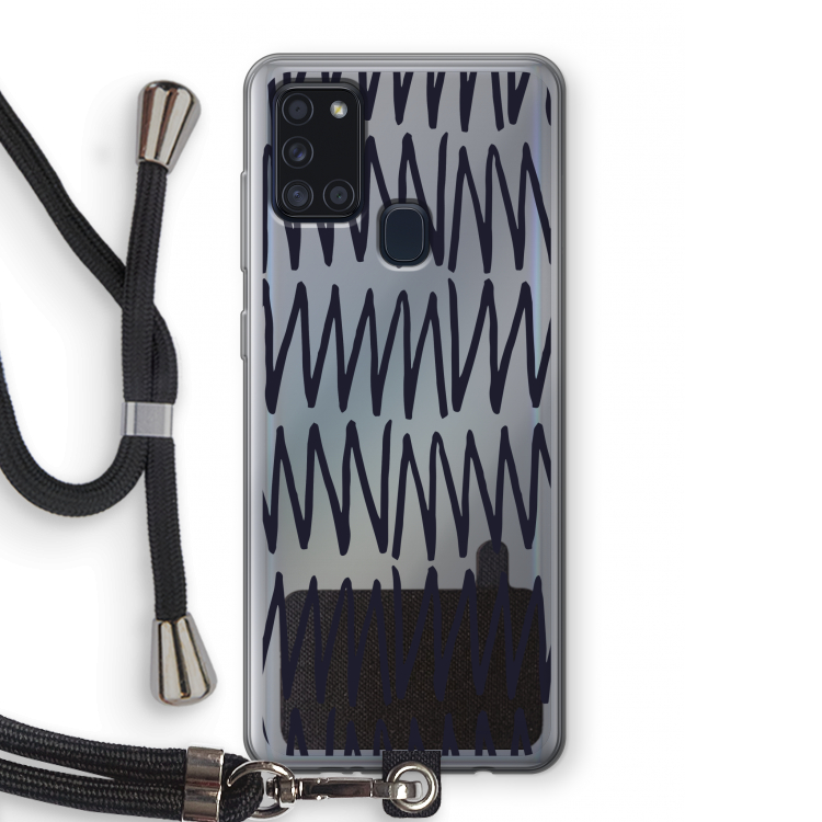 Marrakech Zigzag: Samsung Galaxy A21s Transparant Hoesje met koord