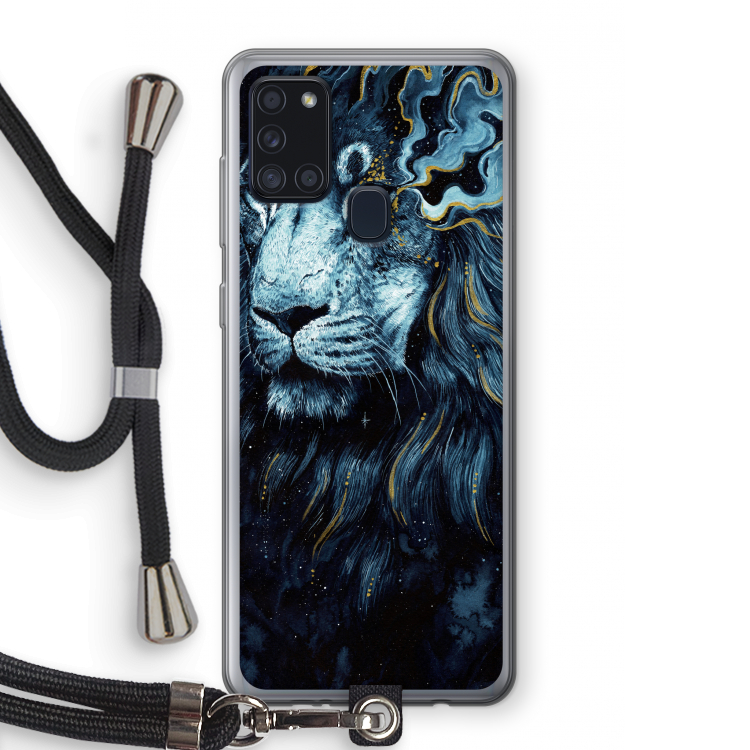 Darkness Lion: Samsung Galaxy A21s Transparant Hoesje met koord