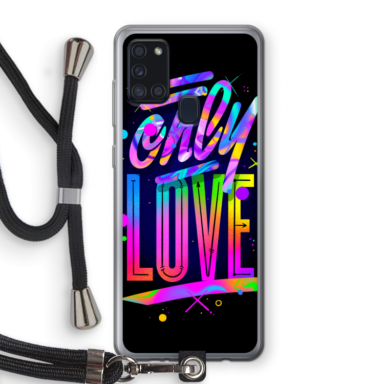 Only Love: Samsung Galaxy A21s Transparant Hoesje met koord
