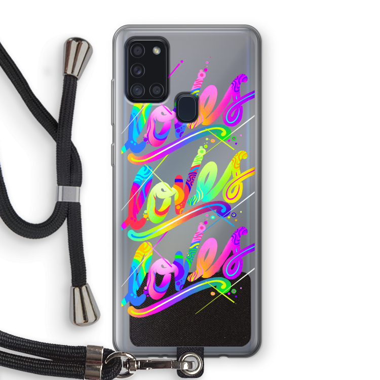 Loves: Samsung Galaxy A21s Transparant Hoesje met koord