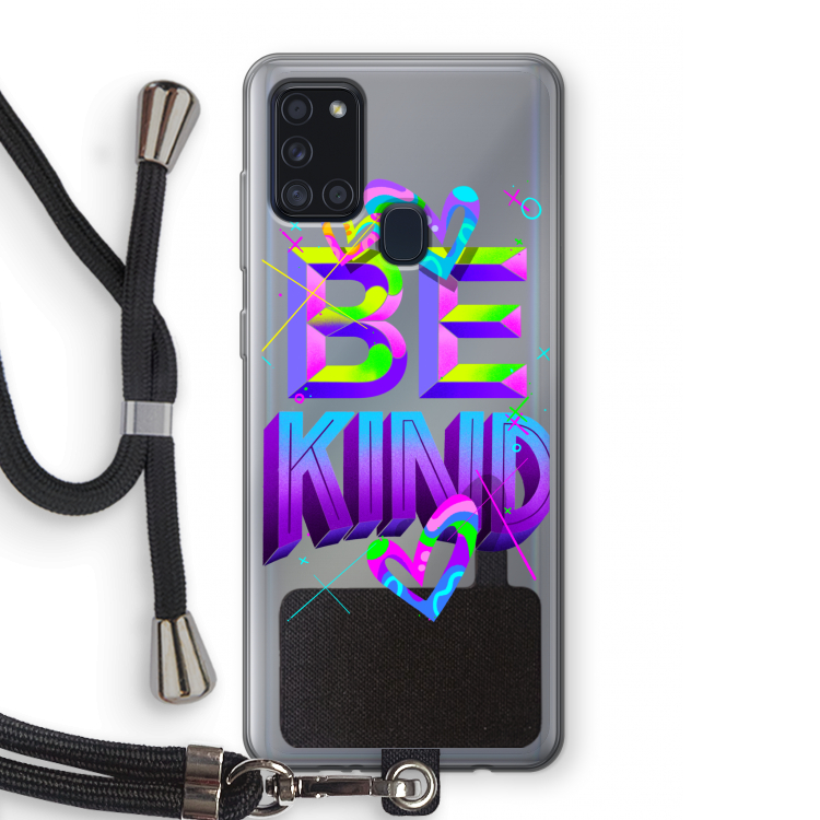 Be Kind: Samsung Galaxy A21s Transparant Hoesje met koord