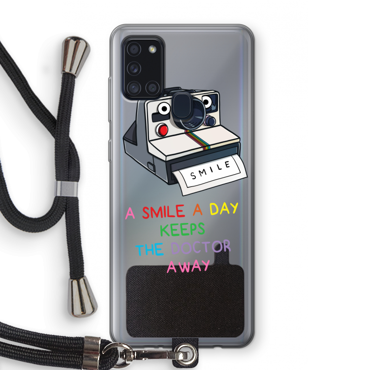Smile: Samsung Galaxy A21s Transparant Hoesje met koord