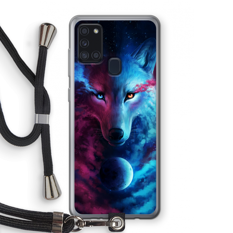 Where Light And Dark Meet: Samsung Galaxy A21s Transparant Hoesje met koord
