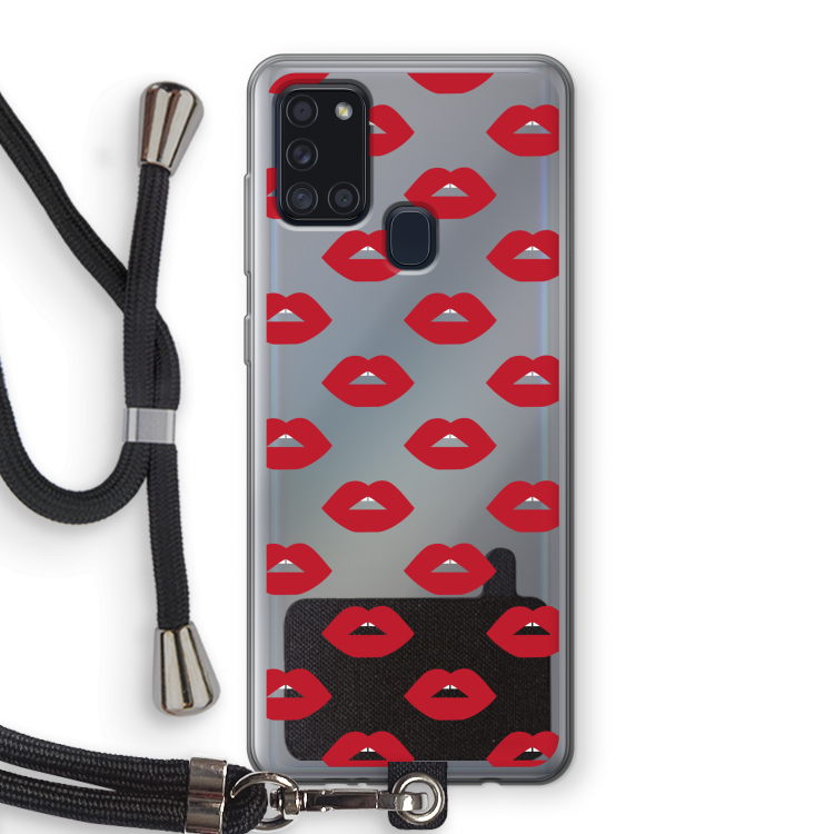 Lips: Samsung Galaxy A21s Transparant Hoesje met koord