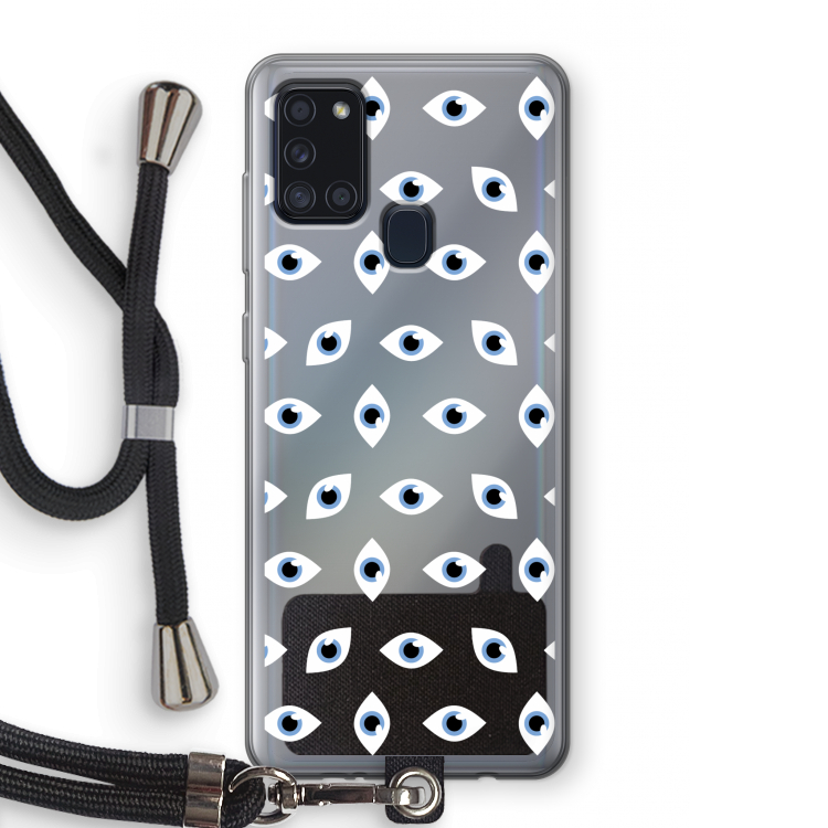 Eyes pattern: Samsung Galaxy A21s Transparant Hoesje met koord