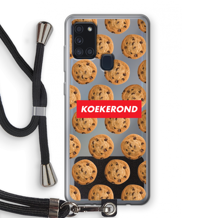 Koekerond: Samsung Galaxy A21s Transparant Hoesje met koord