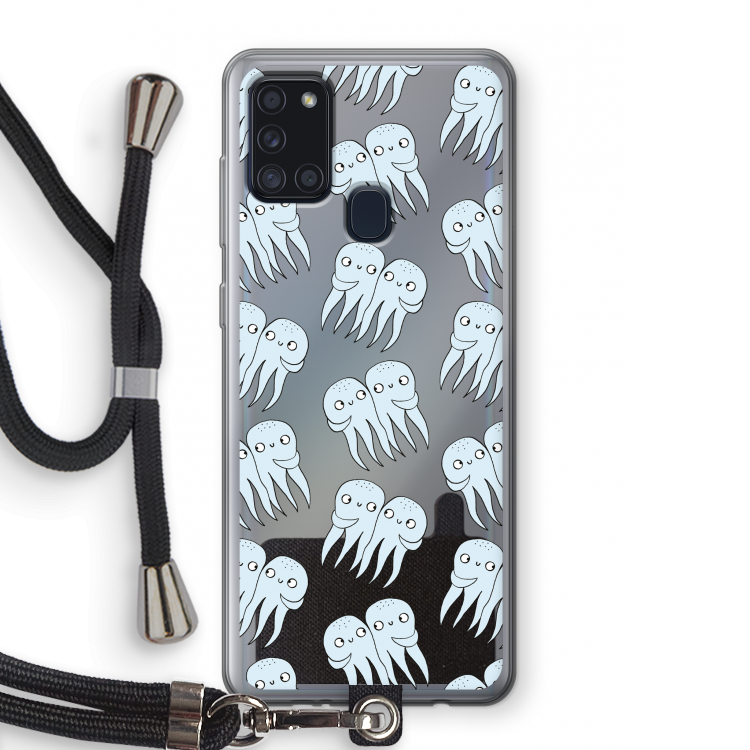 Octopussen: Samsung Galaxy A21s Transparant Hoesje met koord