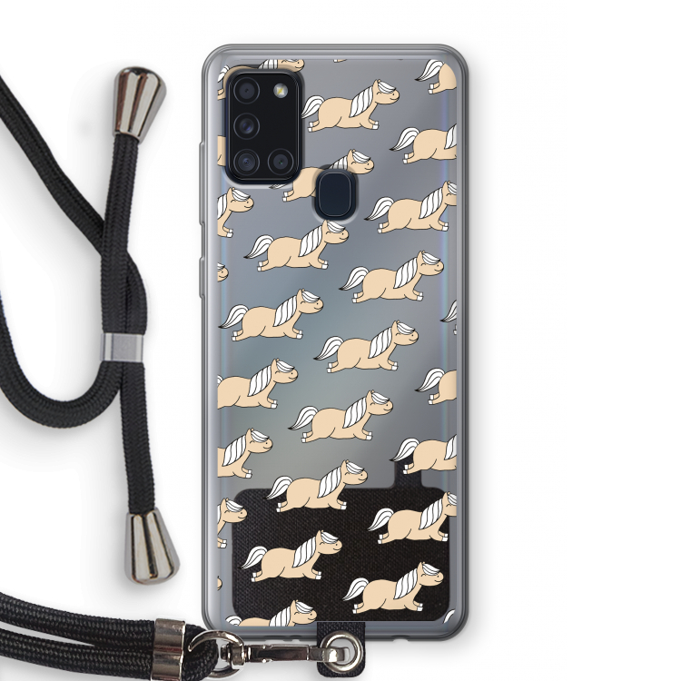 Ponys: Samsung Galaxy A21s Transparant Hoesje met koord