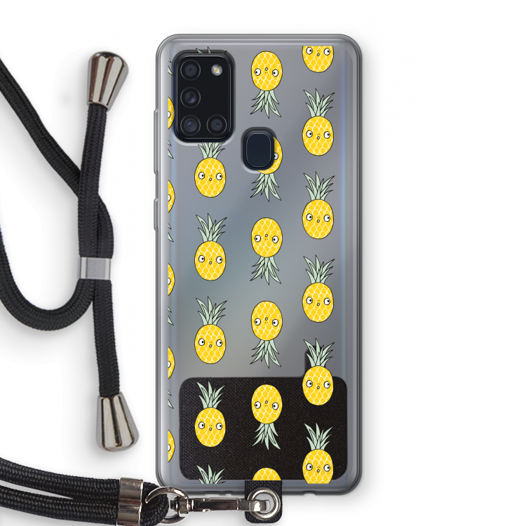 Ananas: Samsung Galaxy A21s Transparant Hoesje met koord