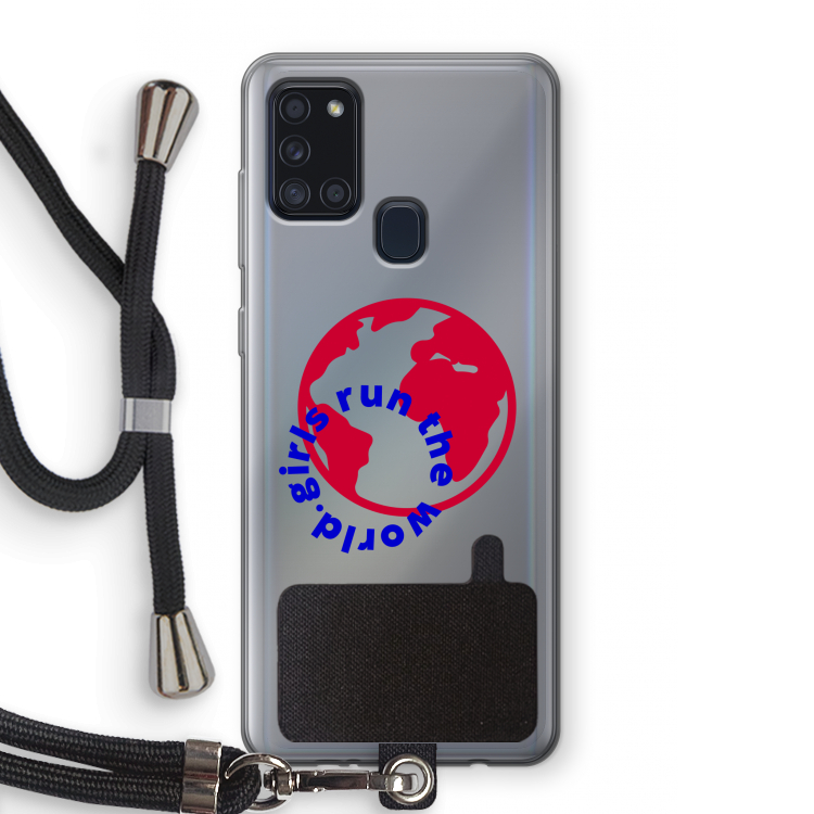 Run The World: Samsung Galaxy A21s Transparant Hoesje met koord