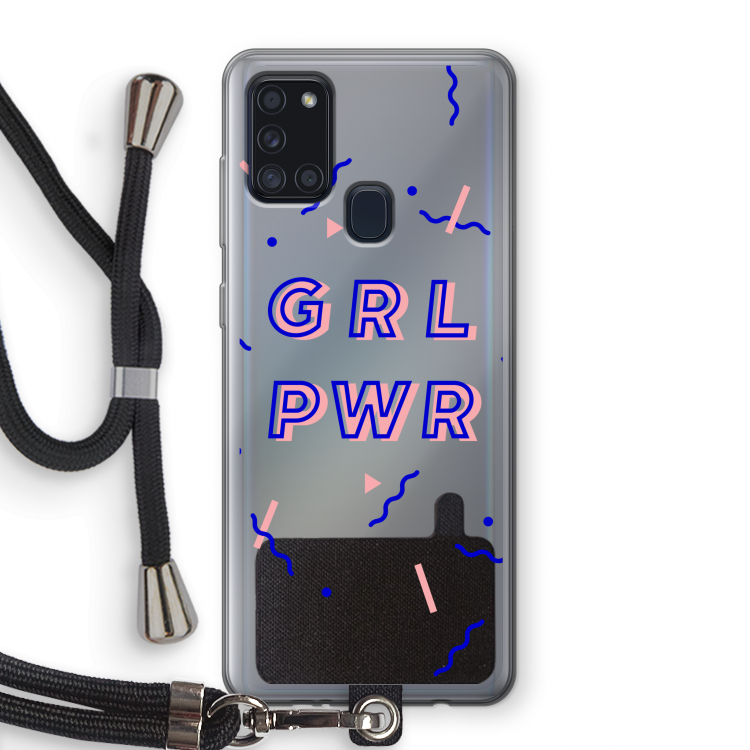 GRL PWR: Samsung Galaxy A21s Transparant Hoesje met koord
