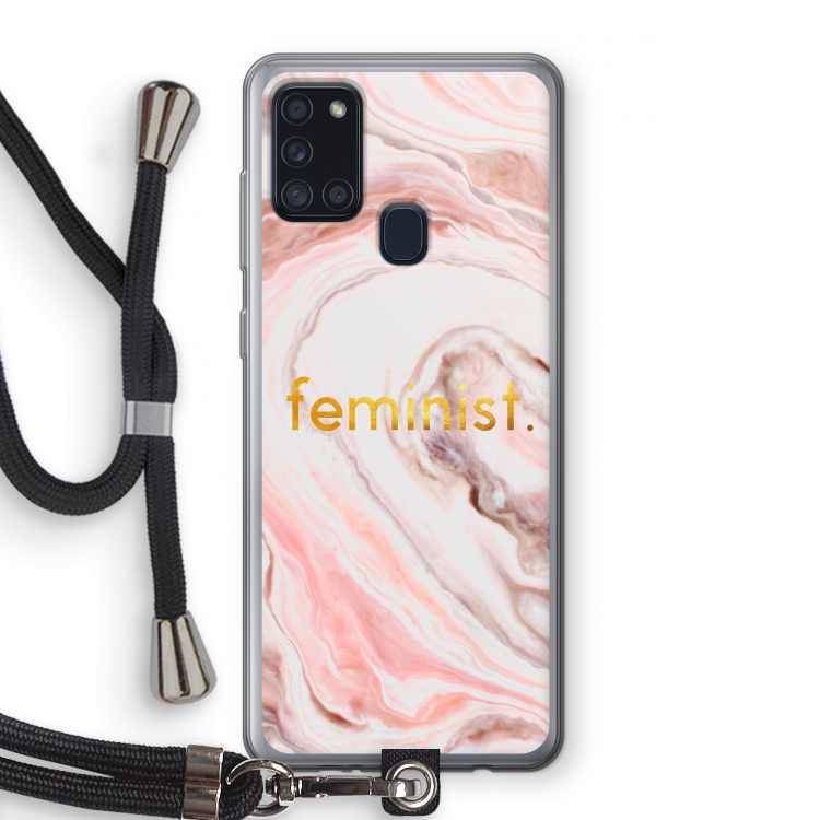 Feminist: Samsung Galaxy A21s Transparant Hoesje met koord