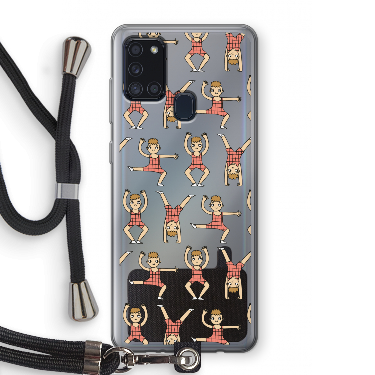 Gymboys: Samsung Galaxy A21s Transparant Hoesje met koord