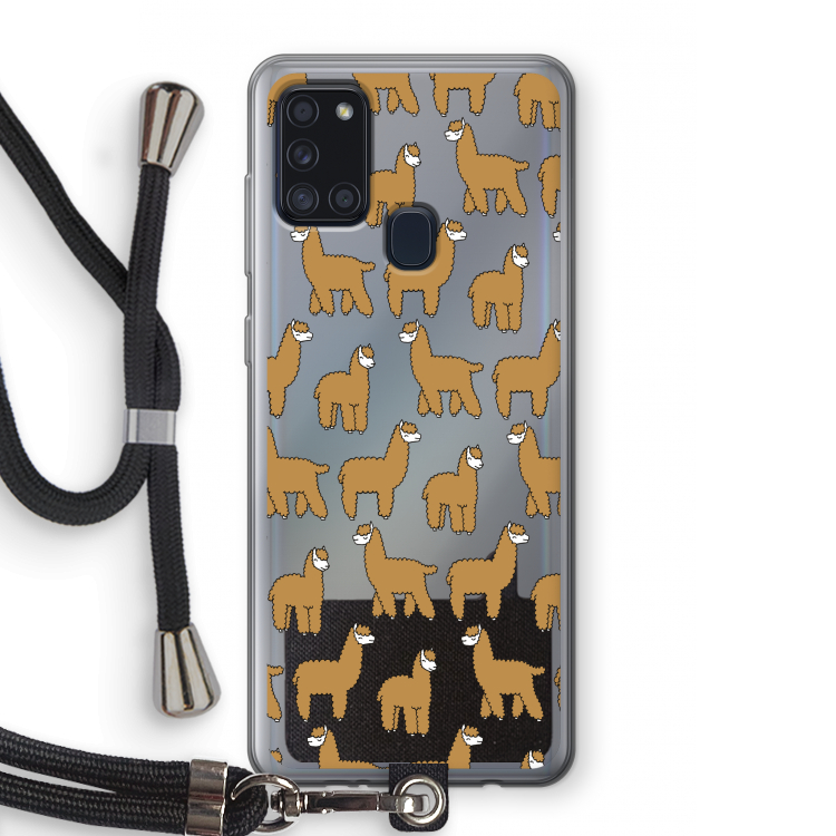 Alpacas: Samsung Galaxy A21s Transparant Hoesje met koord