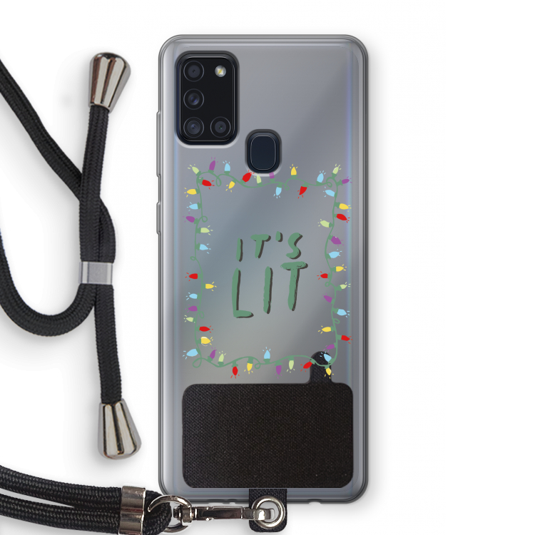 It's Lit: Samsung Galaxy A21s Transparant Hoesje met koord