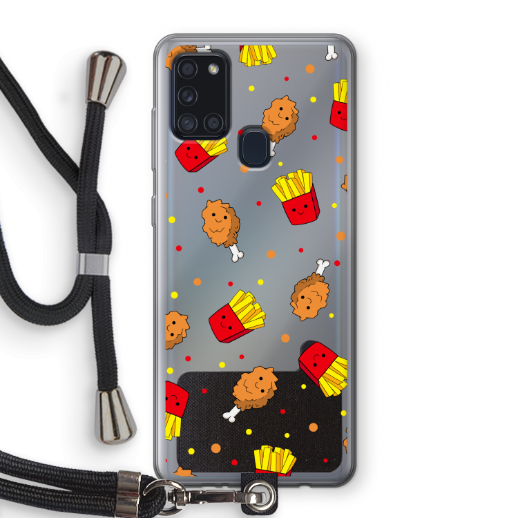 Chicken 'n Fries: Samsung Galaxy A21s Transparant Hoesje met koord