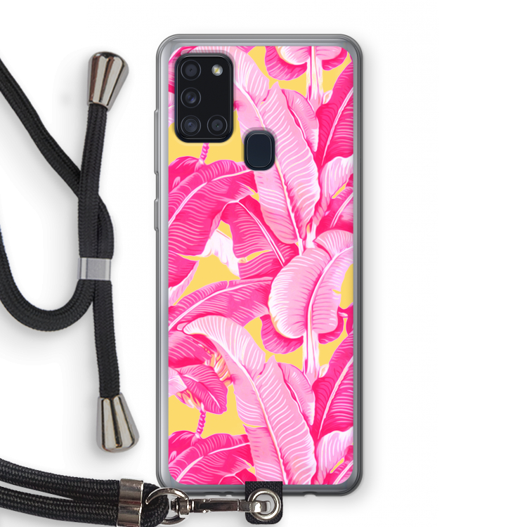 Pink Banana: Samsung Galaxy A21s Transparant Hoesje met koord