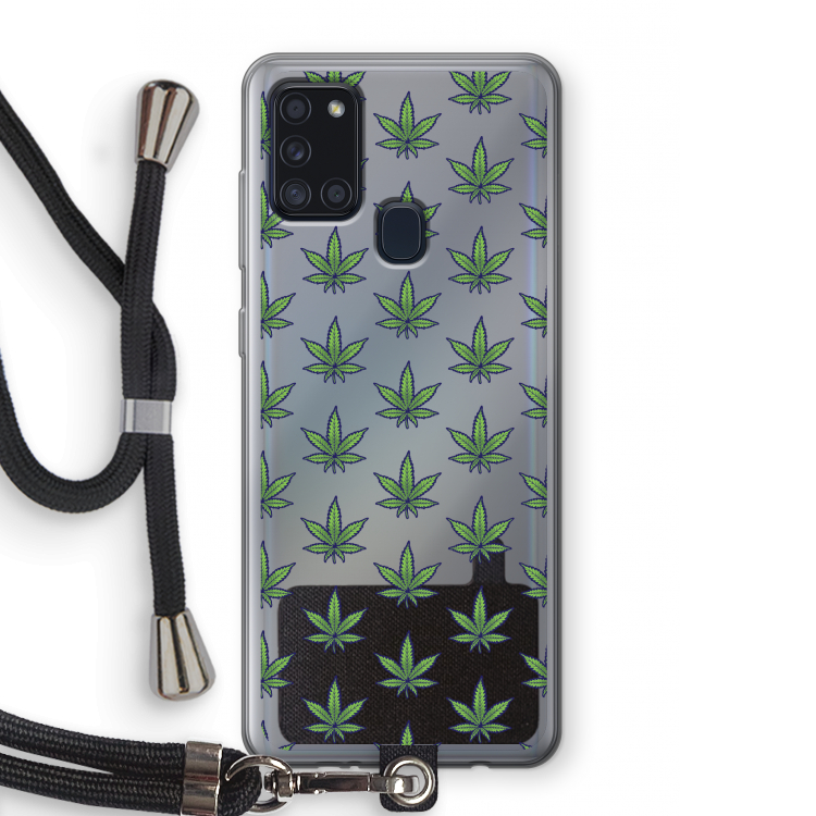 Weed: Samsung Galaxy A21s Transparant Hoesje met koord