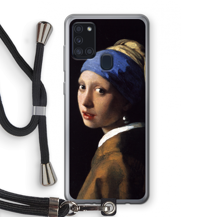 The Pearl Earring: Samsung Galaxy A21s Transparant Hoesje met koord
