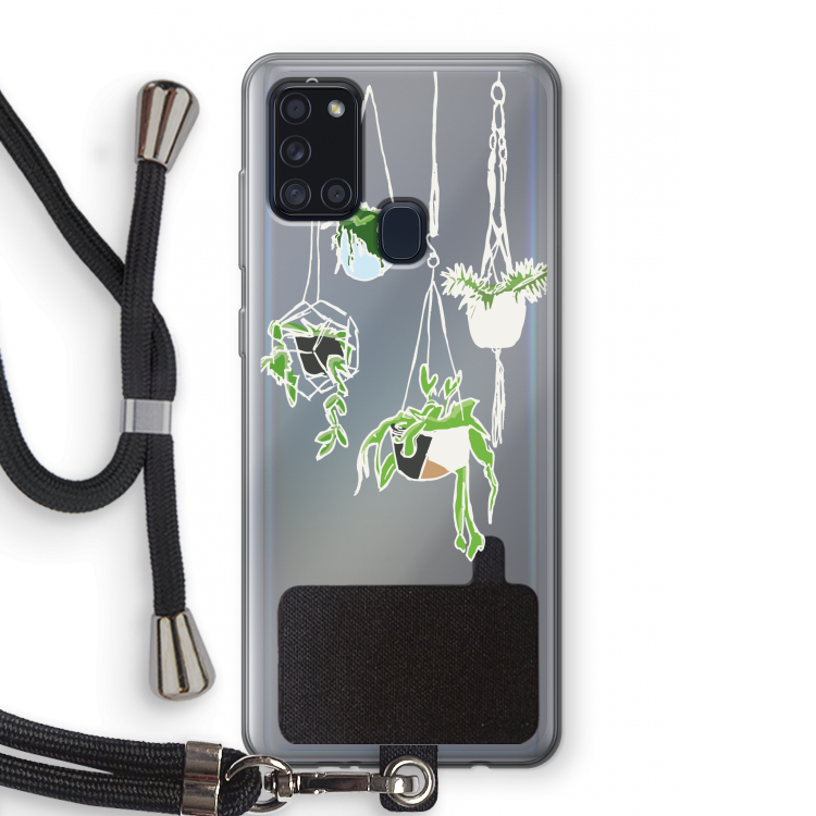 Hang In There: Samsung Galaxy A21s Transparant Hoesje met koord
