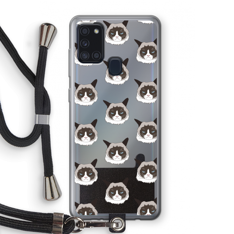 It's a Purrr Case: Samsung Galaxy A21s Transparant Hoesje met koord