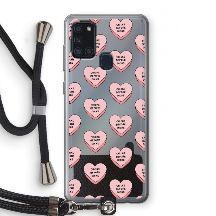 Chicks before dicks: Samsung Galaxy A21s Transparant Hoesje met koord