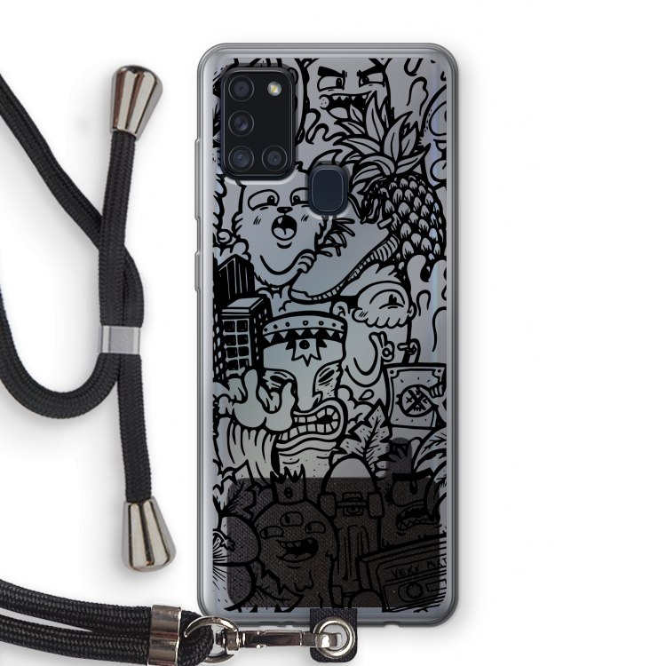 Vexx Black Mixtape: Samsung Galaxy A21s Transparant Hoesje met koord