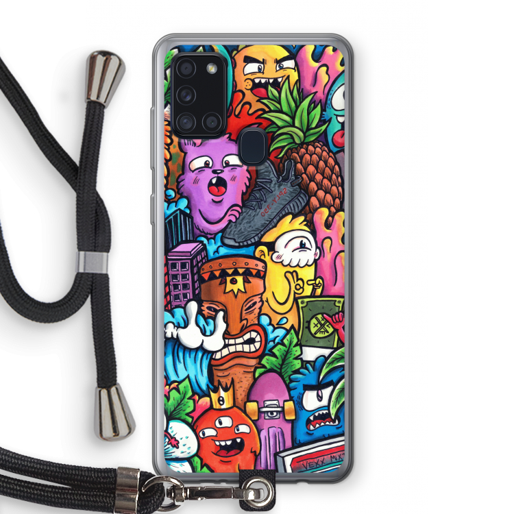 Vexx Mixtape: Samsung Galaxy A21s Transparant Hoesje met koord